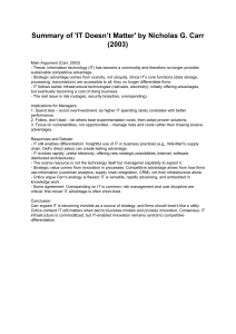 Summary of 'IT Doesn't Matter': Carr's IT Strategy & Debate