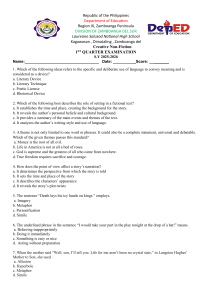 Creative Non-Fiction 1st Quarter Exam - Laureano Salusod NHS