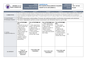 Grade 9 TLE ICT CSS Daily Lesson Log: Computer Systems Servicing