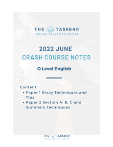 O Level English Crash Course Notes: Composition & Comprehension Guide