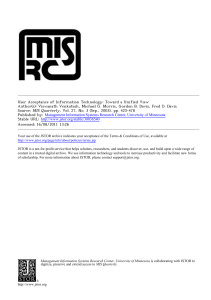 User Acceptance of Information Technology: A Unified View - MIS Quarterly