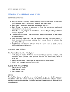 Earth Science Reviewer: Universe & Solar System Formation & Cosmology