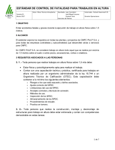 Estándar CMPC PULP: Control de Fatalidad en Trabajos en Altura