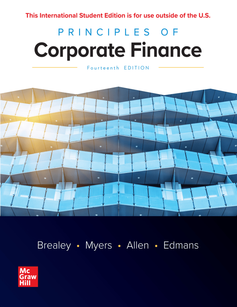 Principles of Corporate Finance 第14版 Amazon.com: ISE Principles of Corporate Finance: 9781265074159: A