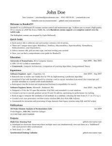 John Doe CV/Resume Template | RenderCV Guide & Example