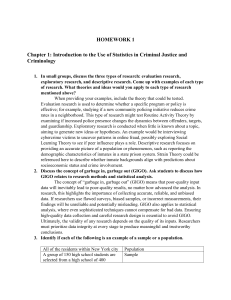 Statistics in Criminal Justice: Research Methods & GIGO Homework