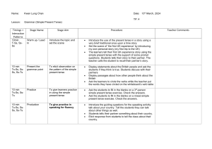 Simple Present Tense Grammar Lesson Plan | ESL/EFL Teaching Guide