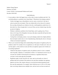 Environmental Pollution & Control: Initial Reflection on Policy & Action