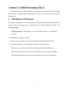 Lecture 1: Global Economy - Balance of Payments & External Wealth