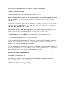 University Lab Report Guidelines: Deadlines, Attendance & Marking