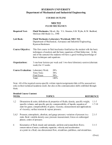 MEC522 Fluid Mechanics Course Outline