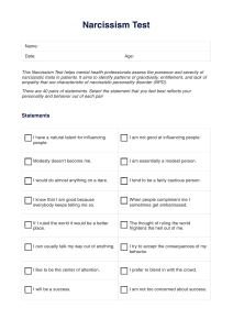 Narcissism Test for NPD Assessment | Mental Health Professionals