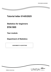 STA1505 Statistics Assignment 04: Regression & Correlation