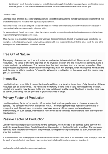 Land as a Factor of Production: Definition & Characteristics