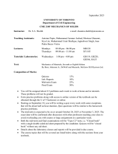 CME 210F Mechanics of Solids Course Syllabus - U of T