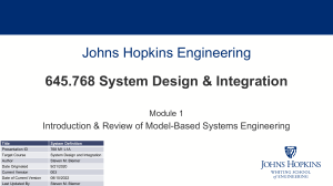 MBSE Introduction: System Design & Integration Course