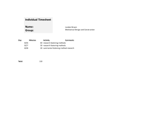 Landon Brown Timesheet: Fastening Methods Research
