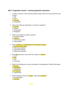 Coagulation Factors: Nursing Application Questions
