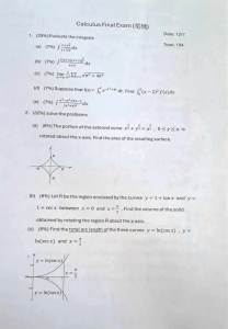 Calculus Final Exam - Integrals, Curves, Volumes