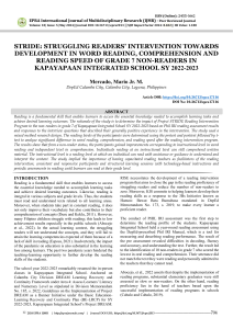 STRIDE: Reading Intervention for Grade 7 Non-Readers