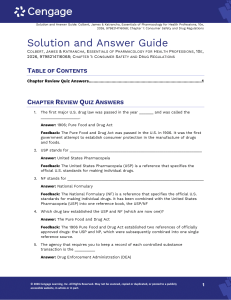 Pharmacology: Consumer Safety & Drug Regulations - Answer Guide