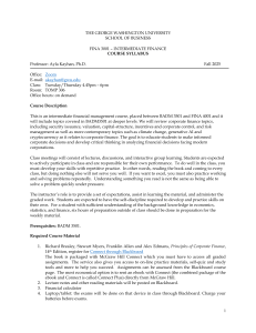 FINA 3001 Intermediate Finance Course Syllabus - GWU