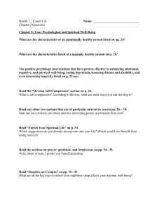 Health & Well-being Worksheet: Chapter 2 Questions