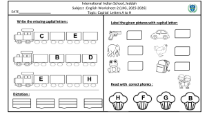 LKG English Worksheet: Capital Letters A-H