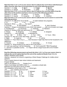 English Language Practice Test: Pronunciation, Grammar, Reading