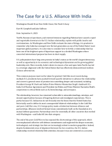 The Case for a U.S.-India Alliance: Geopolitics & Foreign Policy Analysis