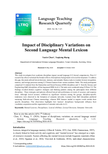 Impact of Disciplinary Variations on L2 Mental Lexicon | Research