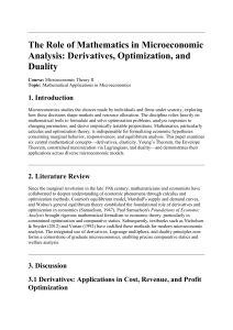 Mathematics in Microeconomics: Derivatives, Optimization, Duality