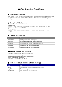 SQL Injection Cheat Sheet: Types, Prevention & Tools