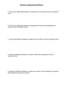 Elements, Compounds, and Mixtures Worksheet