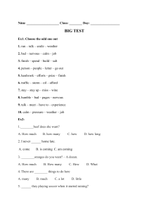 English Grammar & Vocabulary Test for Middle School Students