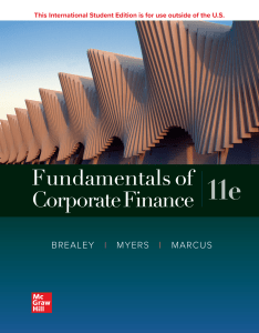 Fundamentals of Corporate Finance 11th Edition - Brealey, Myers, Marcus