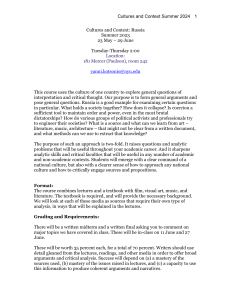 Cultures and Context: Russia Syllabus - NYU Summer 2023