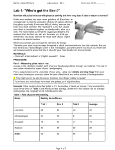 Heart Rate Lab Report: Exercise & Pulse Recovery