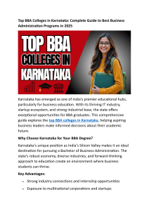 Top BBA Colleges in Karnataka 2025: Business Programs Guide