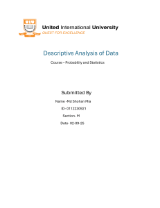 Descriptive Analysis of Data: Probability & Statistics Report