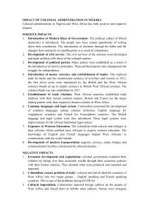 Impact of Colonial Administration in Nigeria: Positive & Negative Effects