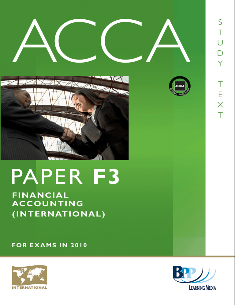 ACCA F3 Financial Accounting Study Paper