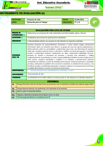 Evaluación Aprendizaje Basado en Proyectos: Proyecto de Vida y Emprendimiento