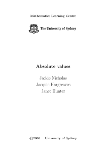 Absolute Values: Definition, Graphs, and Equations - University of Sydney