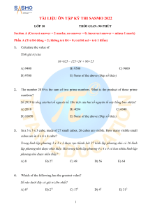 SASMO 2022 Math Olympiad Practice Test - Grade 10 Review Material