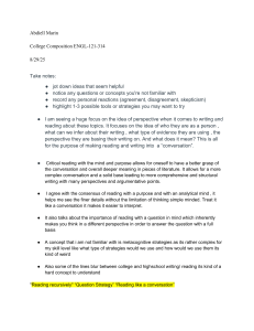 College Composition Notes: Critical Reading, Perspective & Writing Strategies