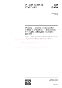 ISO 13920:2023 Welding Tolerances for Welded Constructions