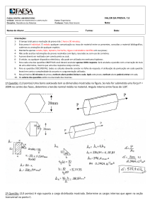 Prova Resist&ecirc;ncia dos Materiais FAESA