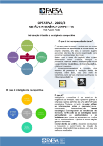 Gest&atilde;o e Intelig&ecirc;ncia Competitiva: Intraempreendedorismo e IC