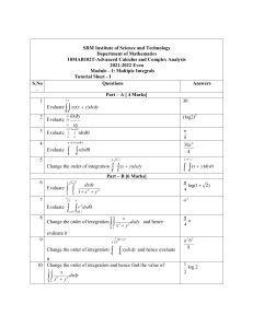 Multiple Integrals Tutorial Sheet - Advanced Calculus